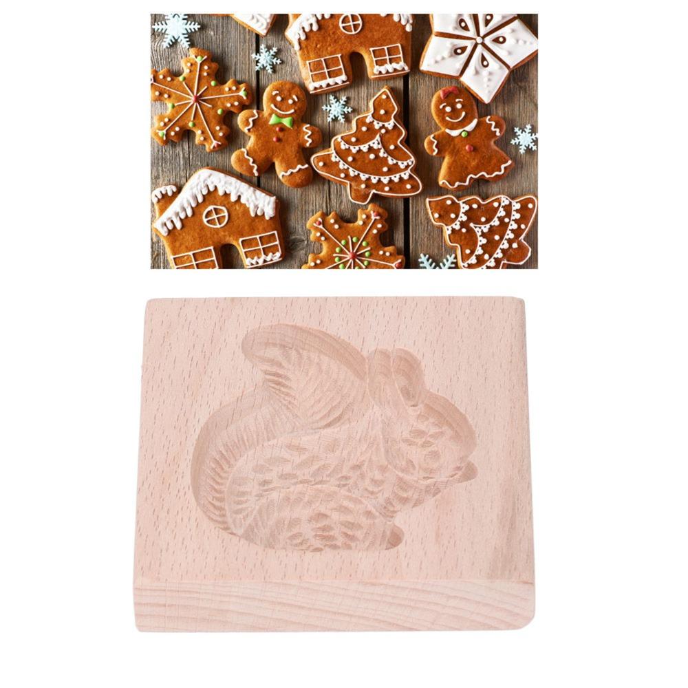 Natural Beech Wood Cookie Cutter Smooth Surface Biscuit Mould Baking Stamp Christmas Baking