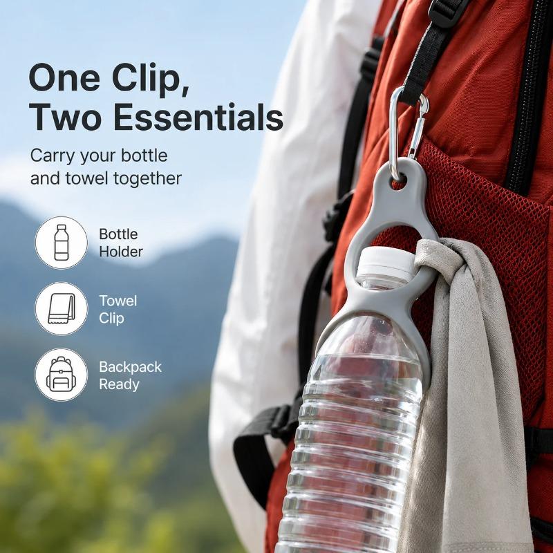 Outdoor Silikon Flaschen Schnalle Karabiner Wasserflaschenhalter Clip, Tragbarer Getränkeflaschen Aufhänger für Rucksack Camping Wandern Radfahren Reisen