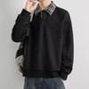 Men's Trendy Textured Hooded Sweatshirt and Jacquard Lapel Polo Shirt - Youth Casual Spring/Autumn Style