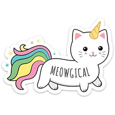 Stickeroonie Funny Stickers, Meowgical Caticorn Rainbow Stickers, 3" Vinyl Stickers,