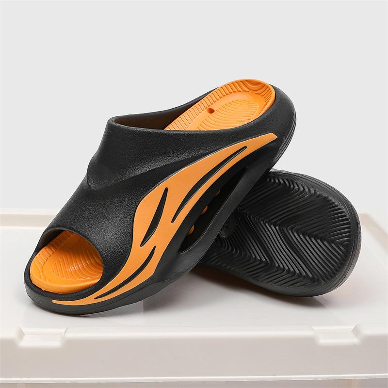 Sports slippers summer bathroom bath leaking two-color one-word outdoor beach mop soft bottom