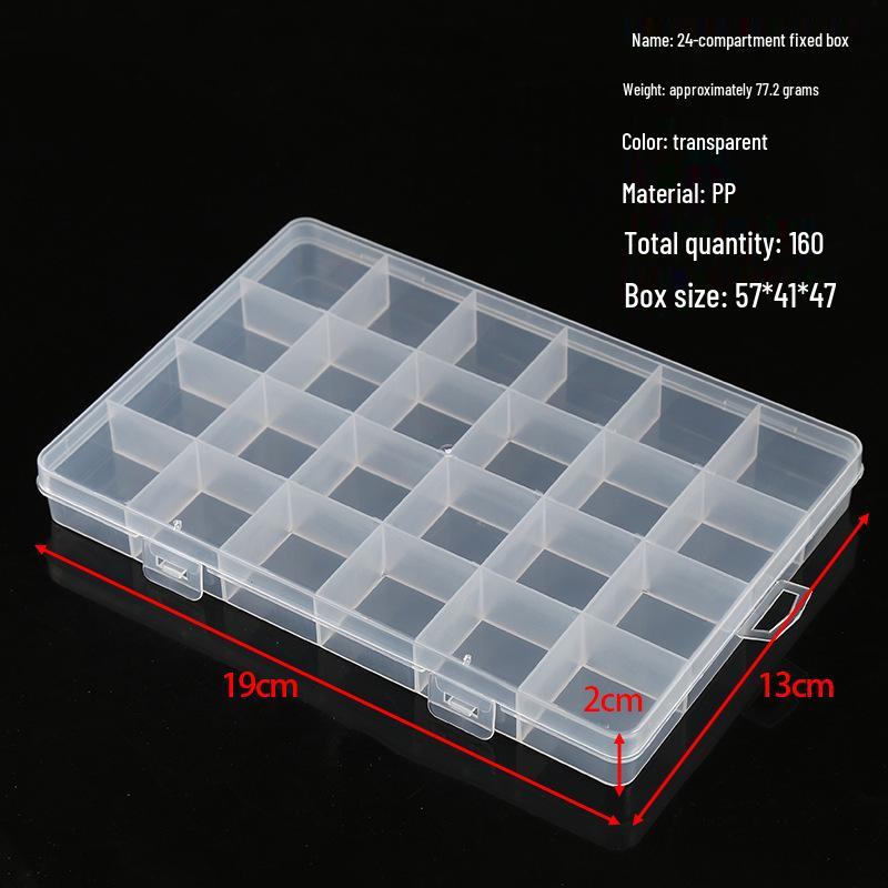 Transparent Storage Box for Electronics, Jewelry, Tools, Plastic Parts, and Fishing Tackle with Large Fixed Grids