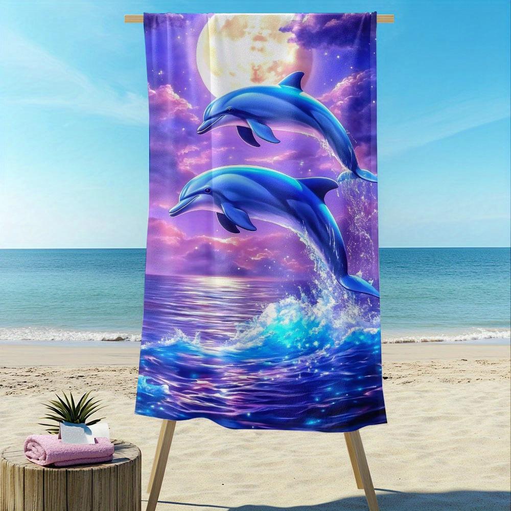 

Extra Large Dolphin Beach Towel - Quick-Dry Super Absorbent, Vibrant Ocean Night Sky Design for Pool, Swim & Travel, Lightweight W40*H60(CM)