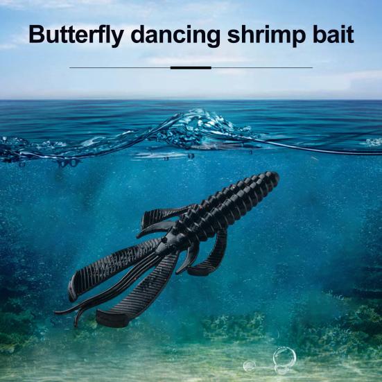 Shrimp Lure Fishing Bait with Twin Ridge Tails Realistic Looking Bright Color Portable Soft Bait Artificial Shrimp Lure