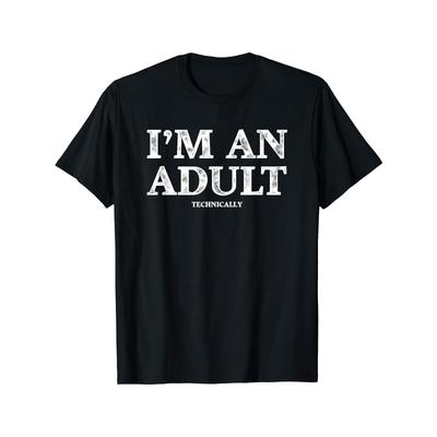 European Sizes I'M AN ADULT Print Men's Casual Short Sleeve Round Neck T-shirt for Summer Outdoor Street, Leisure Clothing, Street Fashion
