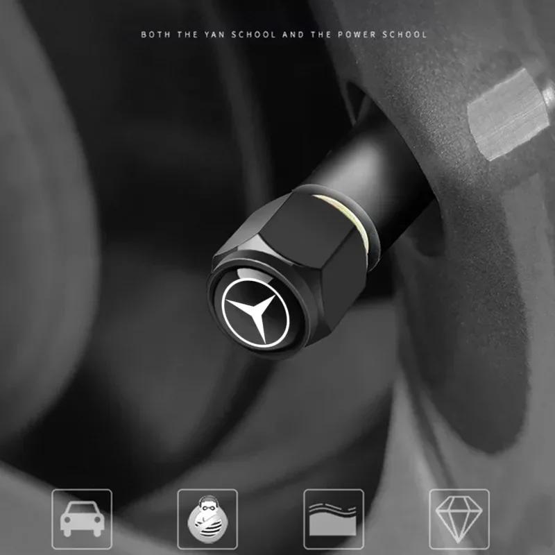 For Benz S-W224pcs Metal Car Wheel Tire Valve Caps Stem Case Covers For Mercedes Benz B/C/E/S Class A Class C200L GLC GLK CLA Accessories