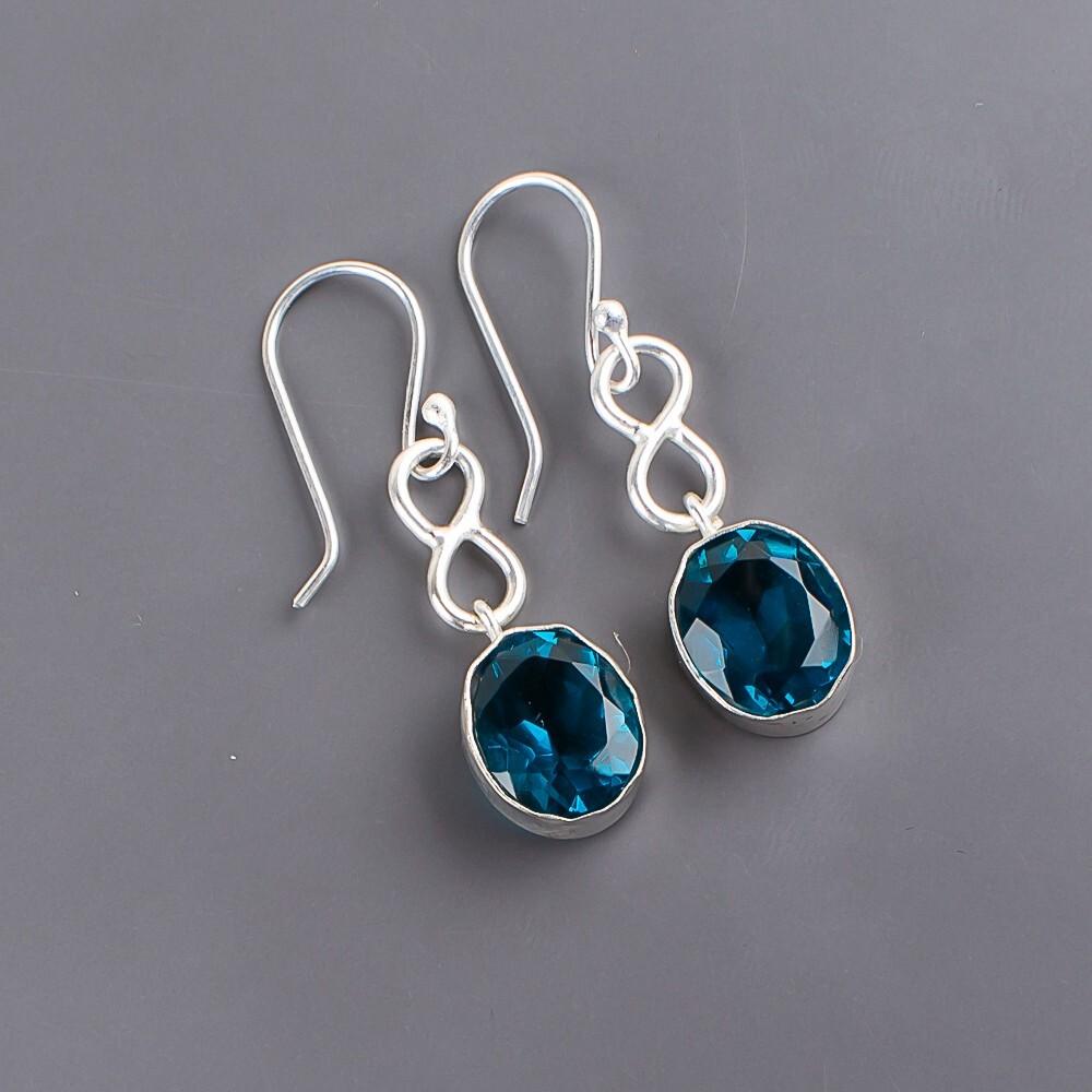 Apatit Edelstein 925 Sterlingsilber Handgefertigter Schmuck Damen Ohrringe 1,60" EE-12-12