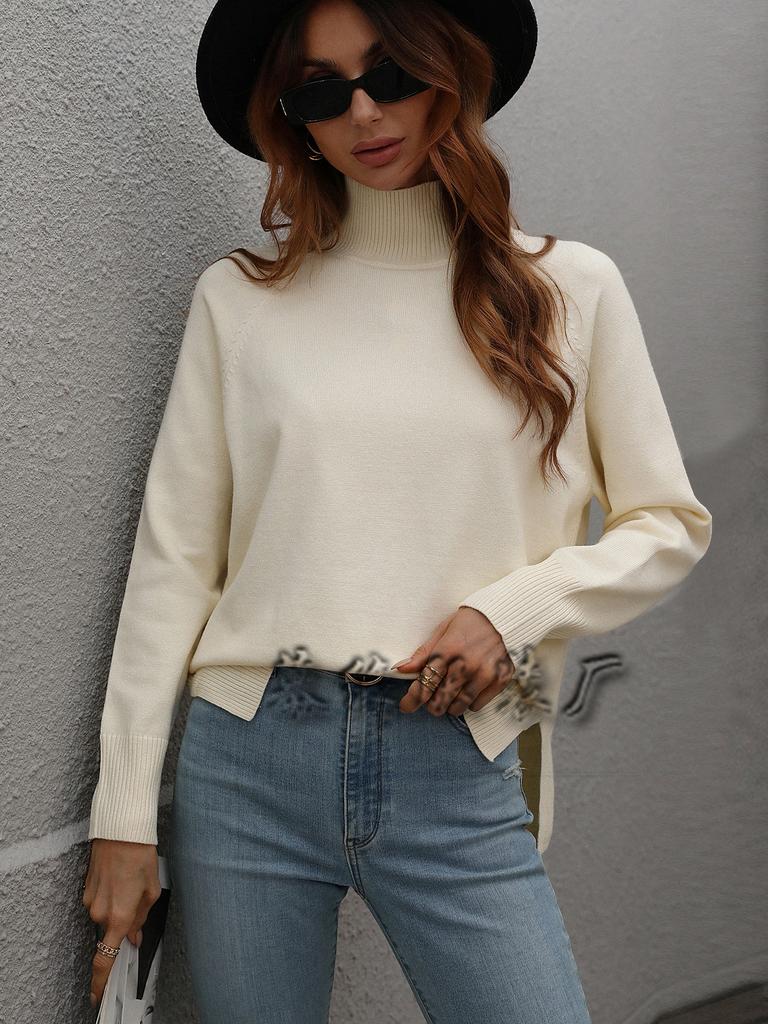 Autumn and Winter New Solid Color Sweater Turtleneck European and American Women's Clothing Women's Hot Words