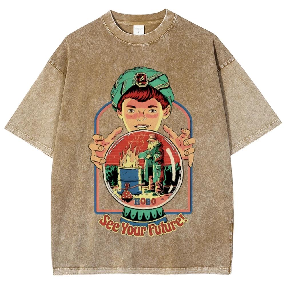 

Посмотрите на свой будущий тренд HighStreet Портретный принт Футболка с коротким рукавом для мужчин Y2k Готика Харадзюку Парная Повседневная Свободная футболка 3XL