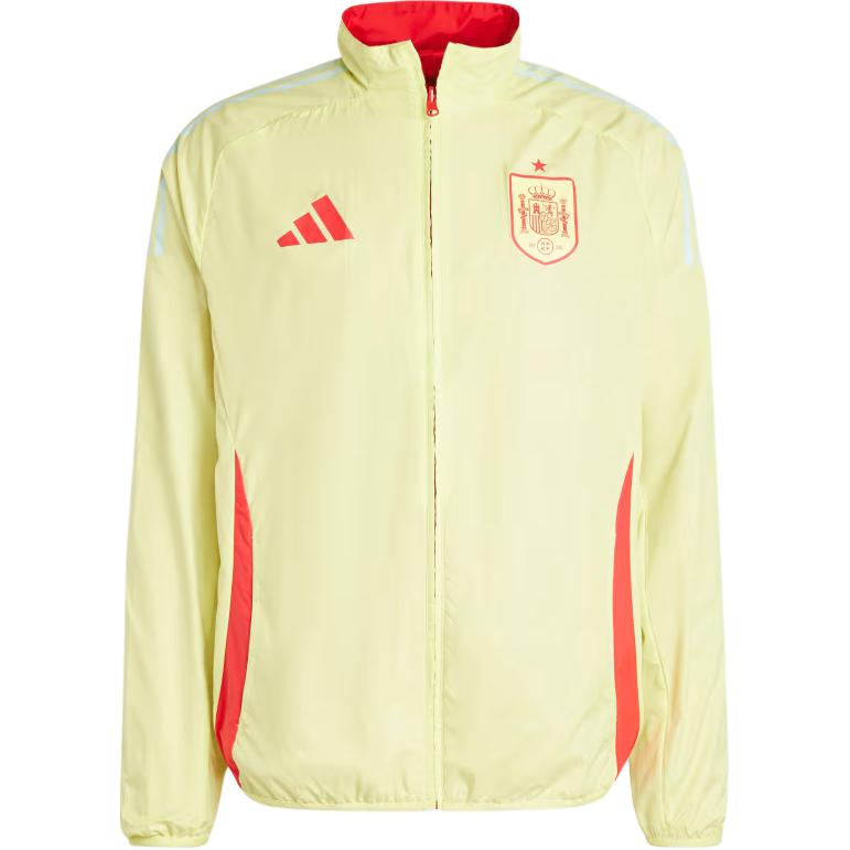 adidas Spain Anthem Jacket Logo Print Striped Stand Collar Long Sleeve Jacket Men Jacket Better-Scarlet Pulse-Yellow IX0440