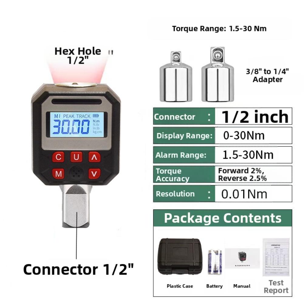 

1 2inch Digital Torque Adapter Torque Testing Instrument For DIY Tooling Torque Testing Torque Range 1.5-340Nm 17-340