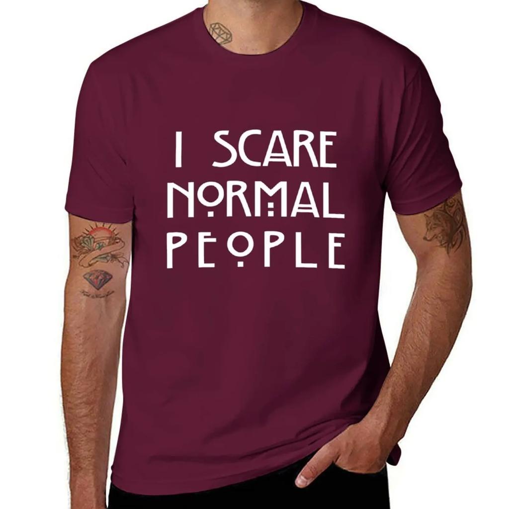 I Scare Normal People Black TShirt plain summer tops mens clothing