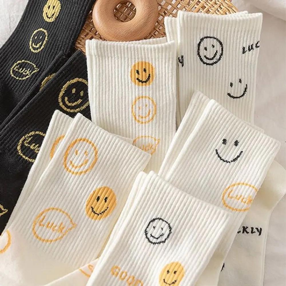 Anco Socks fsn147_Lucky Smile Crew Socks black polka dots
