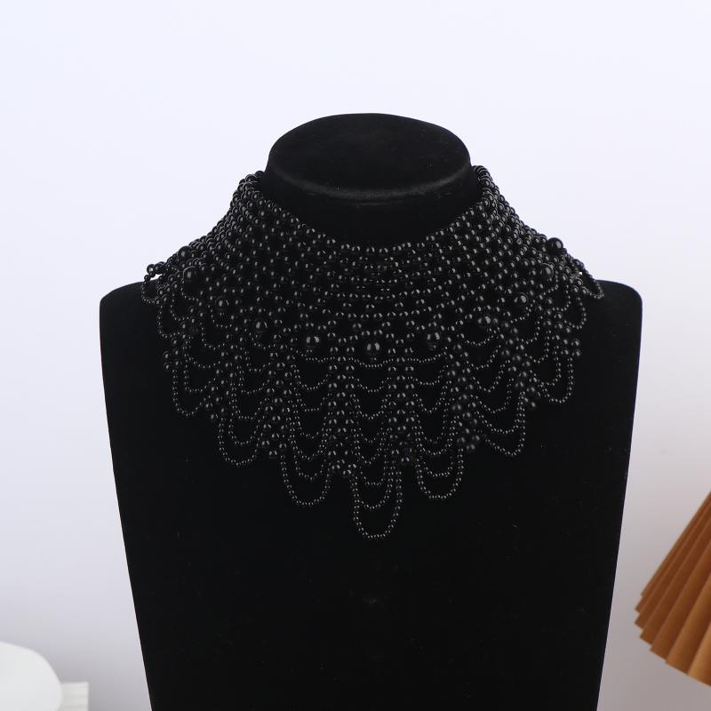 Imitation Perlen Falscher Kragen Halskette Hohl Design Imitation Perlen Latz Halskette Mehrschichtig Abnehmbarer Kragen Kleid Zubehör