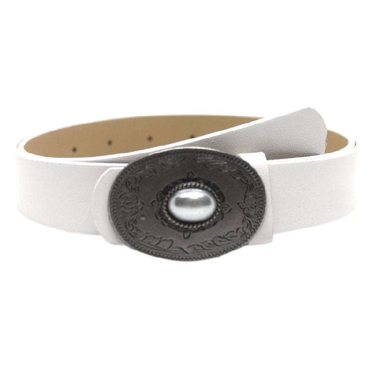 Oval Pearl Buckle Belt Female Waist Belt Punk Waistband Teens Girl Waist Decor