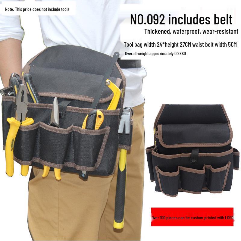 Thickened Canvas Multi-Tool Waist Bag with Large and Small Pockets for Electricians