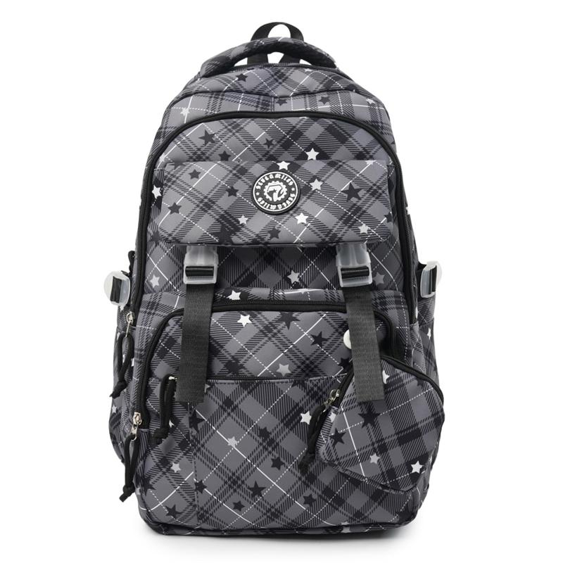 Женский рюкзак со звездным принтом и кошельком чёрный