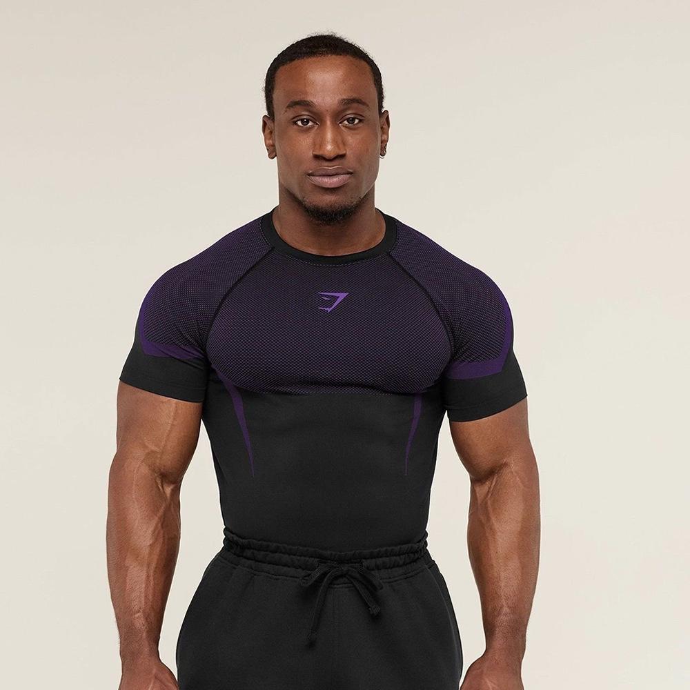 GYMSHARK Men's Quick-Dry Breathable Compression Short Sleeve T-Shirt