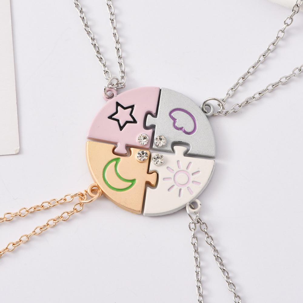 Set di gioielli da 4 pezzi Migliori Amici Per Sempre Collana Sole Luna Nuvola Stella Amicizia