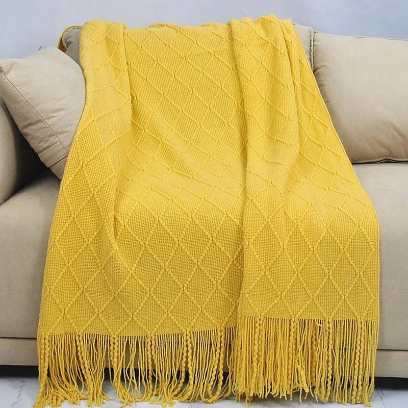 130x230cm Blankets Sofa Throw Blanket with Tassels Knitted Thread Blanket for Sofa Winter Warm Nordic Soft Towel Bed Tapestry