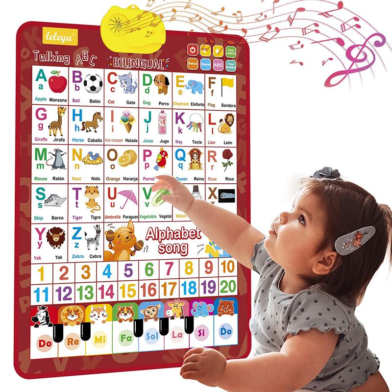 ABC Learning for Toddlers Learning Toys En/Spanish Electronic Interactive Wall Chart with Musical Alphabet Educational Gifts
