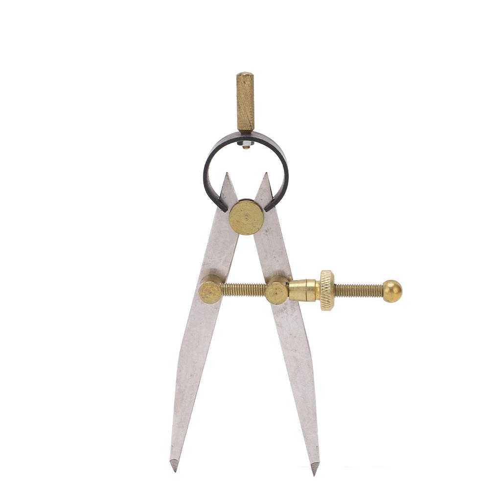 Compas à pointe sèche Haute Précision Résistant à la Rouille Or Réglable Verrouillable Jauge de Division en Cuir pour Lea