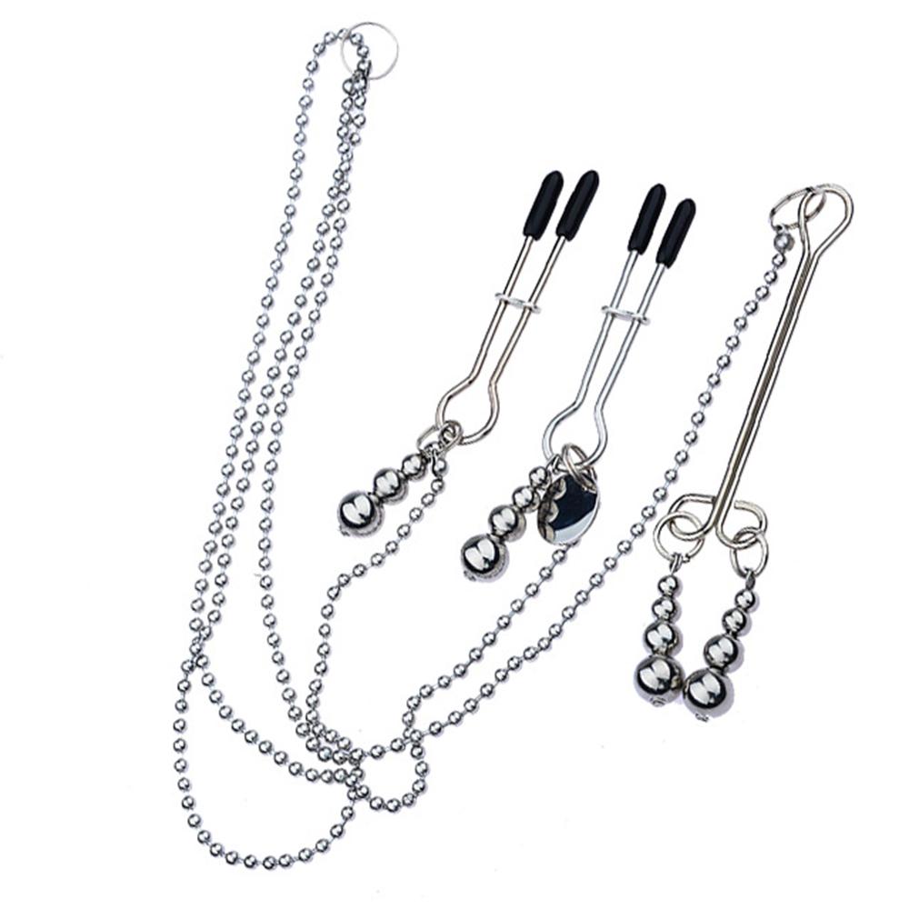 3-Head Metal Nipple Clamps with Chain Clitoris Clips Flirting Teasing Sex Toys Bdsm Slave Bondage Exotic Accessories Adult Games