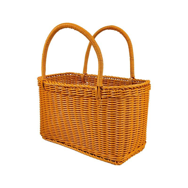 Sturdy Metal Frame Storage Basket Picnic Grocery Snacking Fruit Vegetable Craft Home Organization