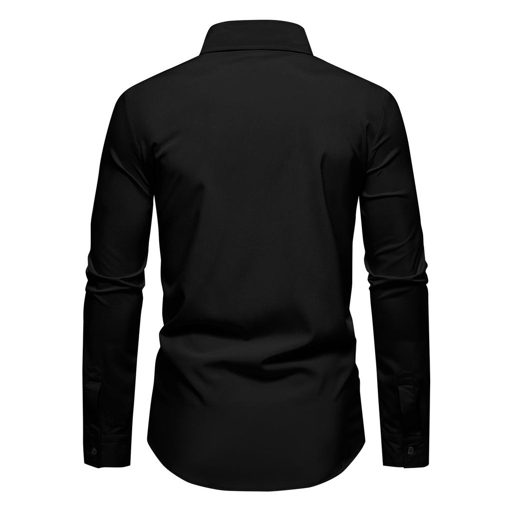 Men's Button Casual Loose Colorblock Plaid Long Sleeve Shirt