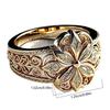 Damenring Goldfarben Blume Durchbruch Vintage Filigran Zirkonia Inlay Modeschmuck
