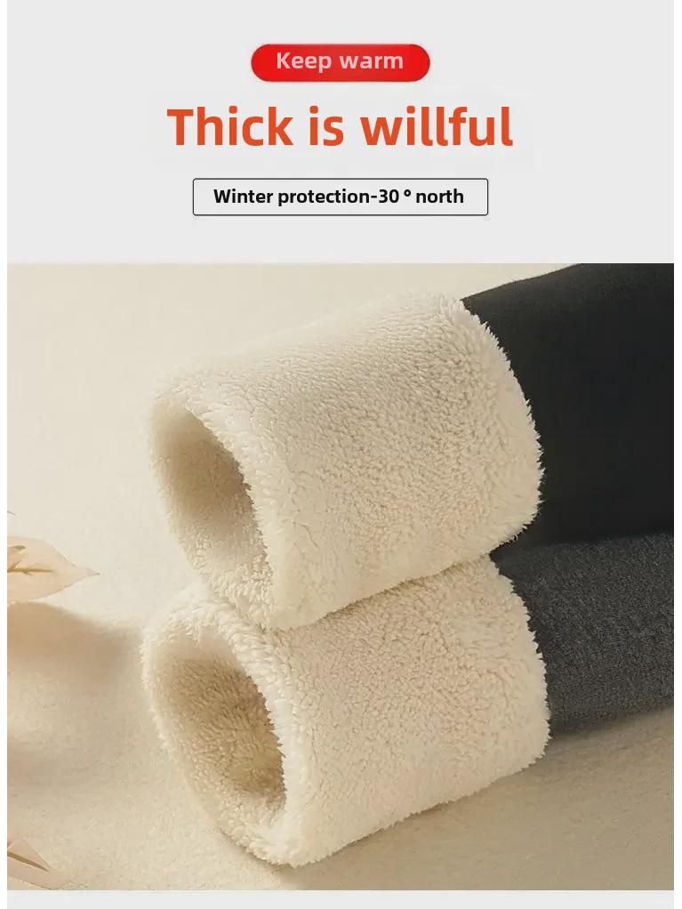 Dívčí teplé legíny s podšívkou ze sametu: Zesílené zimní jednodílné kalhoty z jehněčí vlny