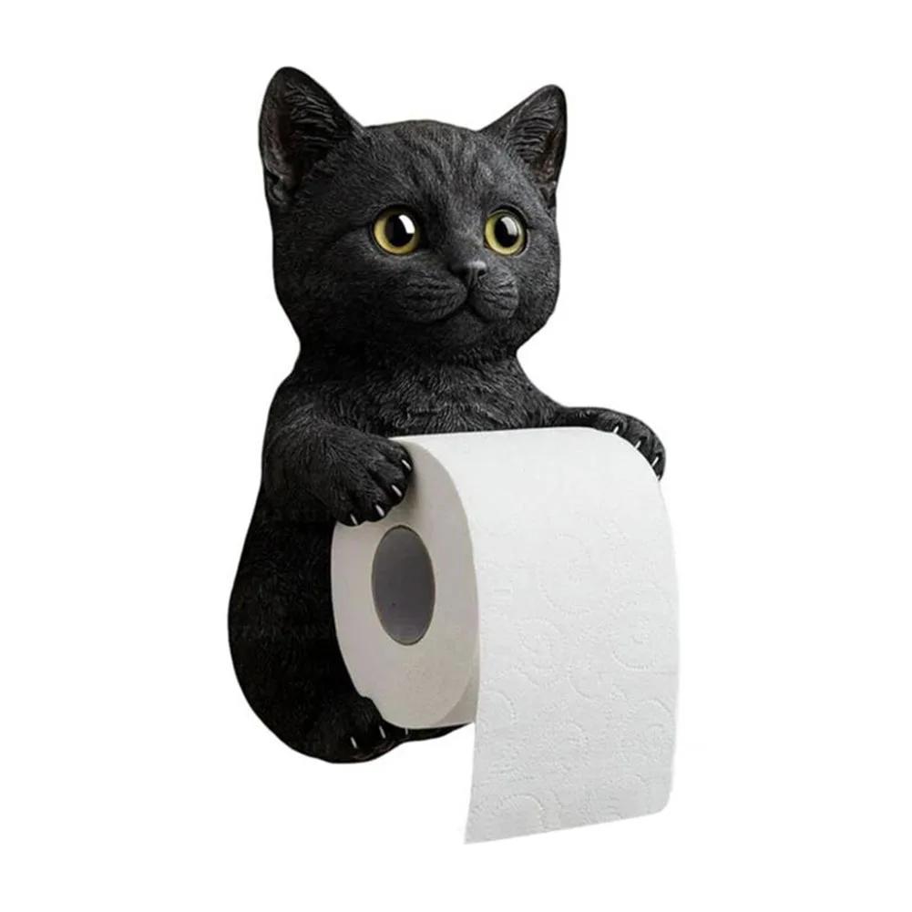 Wall Mounted Toilet Paper Roll Holder Cat Paper Roll Holder Animal Paper Towel Holder for Kitchen Bathroom Counter Home Cottage