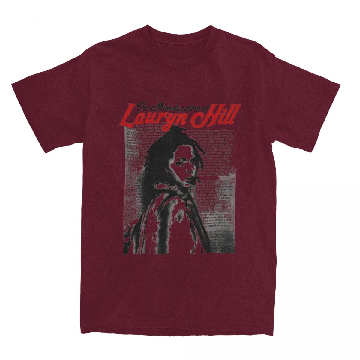 

Мужская и женская футболка Lauryn Hill Fugees Band 90s Merch 100% Cotton T Shirt Clothing Cool Tees Printed XXXXXL бордовый