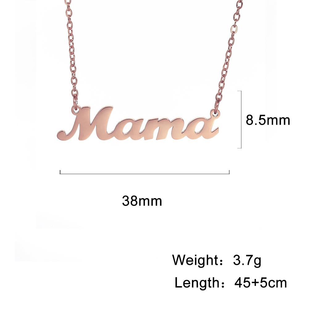 Collana con ciondolo a forma di lettera "Mama" per donna, in acciaio inossidabile, girocollo, alla moda, regalo per la festa della mamma.