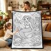 Kids Coloring Blanket Family DIY Painting Activity Gift Animal Themed Soft Throw
