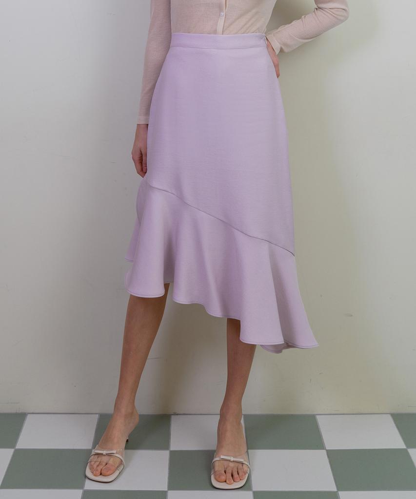 LETTRE DE LE TOILE Asymmetric Flare Skirt (Lilac)