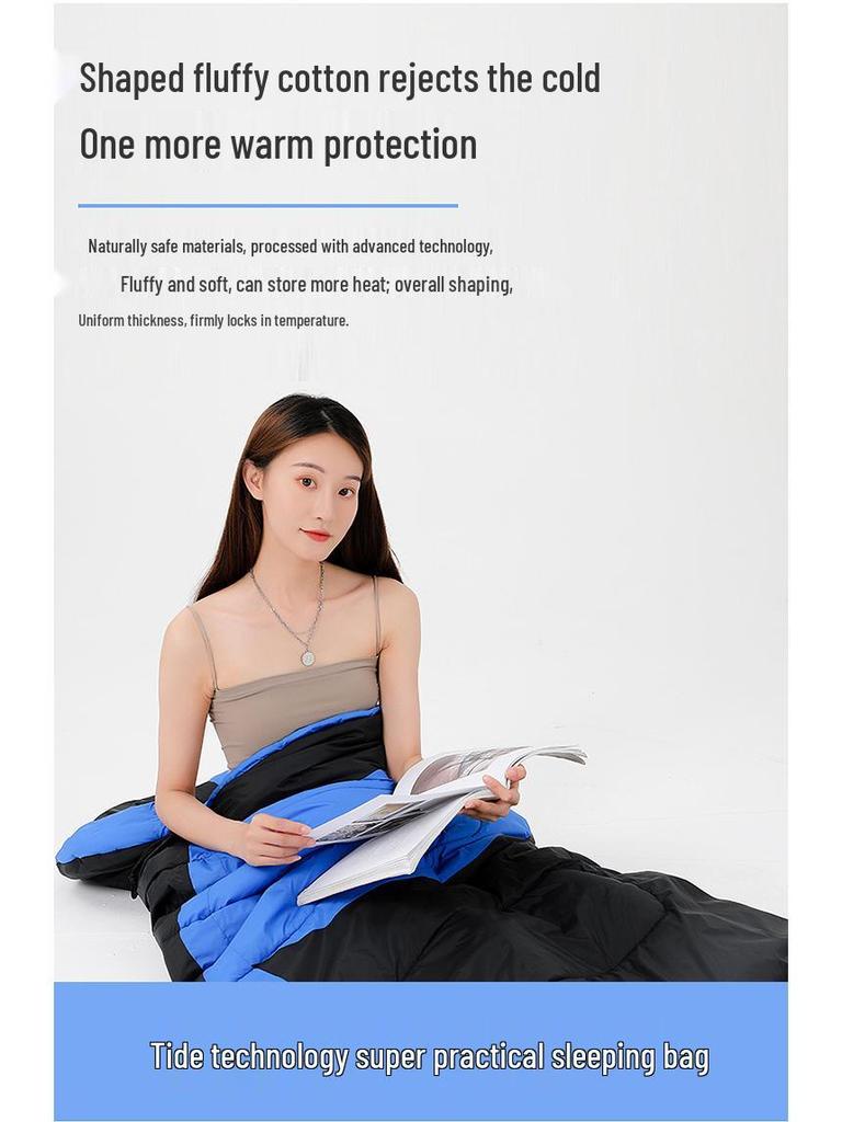 Rechargeable USB Heated Down Sleeping Bag - Cotton Warmth for Hiking & Camping