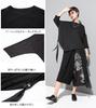 Morino Sleeve with Drop Asymmetrical Ring Loose and Trendy for Spring and Summer Women's 3/4 T-Shirt Shoulder, Design, Fit, Unique, (L, Black)