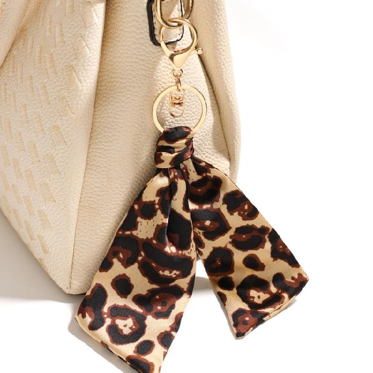 Leopard Themed Key Holder Pendant with Metal Lobster Clasp Polyester Fabric Purse Charm Bag Accessories for Handbag