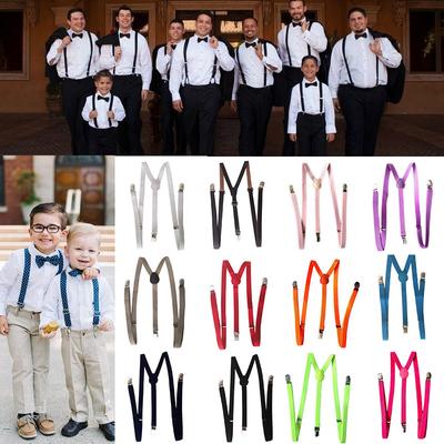 Junior/Adults Men Women Adjustable Elastic Solid 15mm Wide Suspenders, with 3 Strong Clips Y Back Braces for Casual Fomal