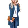 Women Long Sleeve Cardigan Long Button Coat Solid Color Casual Loose Cardigan