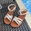 Women Trend Flat Heel Sandals 2024 Summer New Women Summer Casual Shoes Big Size Lightweight Anti-slip Slip on Sandals