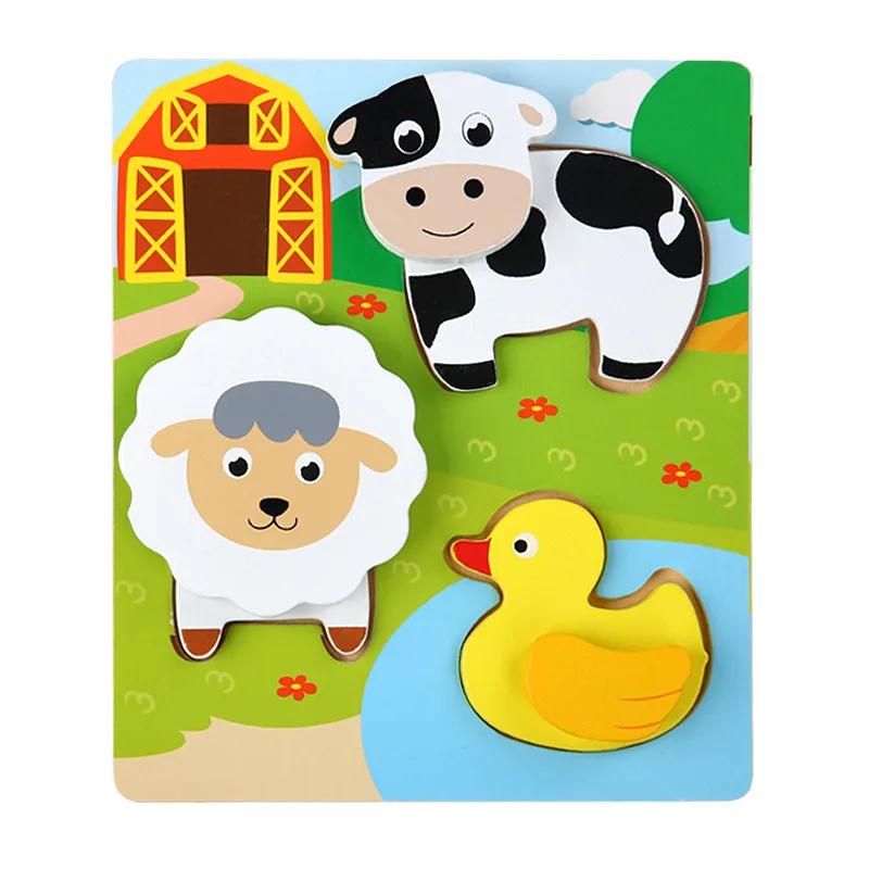 Rompecabezas de Madera 3D para Bebés Montessori Juguetes de Rompecabezas de Emparejar para Niños