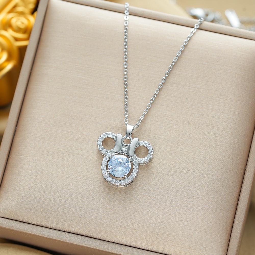 Titanium Steel Zircon Butterfly Pendant Necklace - Simple & Versatile Clavicle Accessory