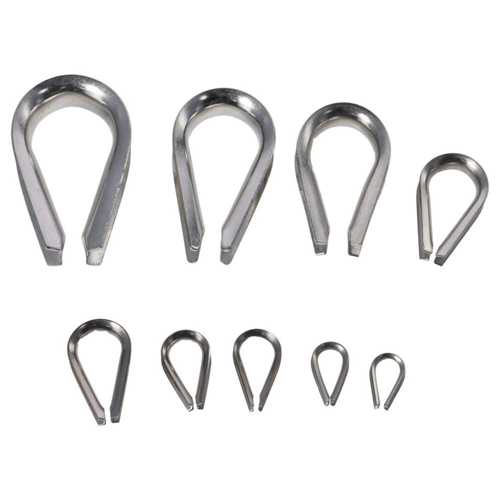 10pcs 1.5-12mm Rope Thimble Rigging 304 Stainless Steel Thimbles Ring Clamp  Rope Connecting Head