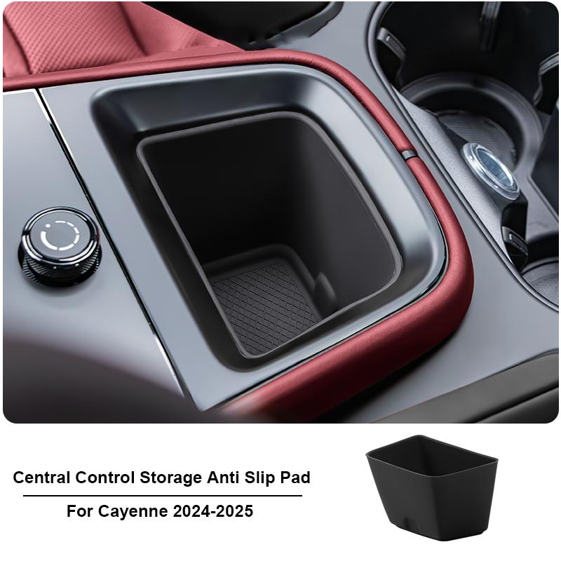 For Porsche Cayenne 2024 2025 Car Silicone Center Console Organizer Box Cup Holder Wireless Charging Pad Cup Insert Accessories