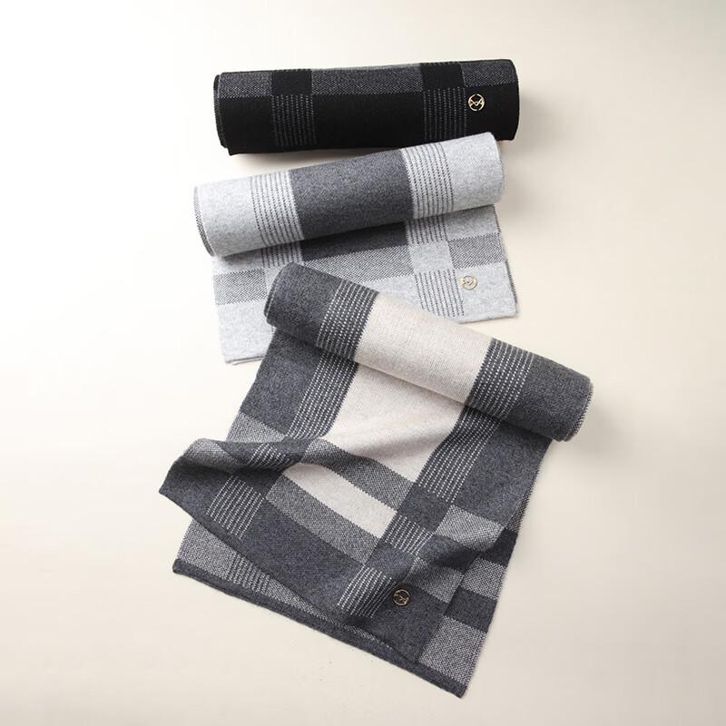 Mao Ren Men's Plaid Wool Blend Winter Scarf