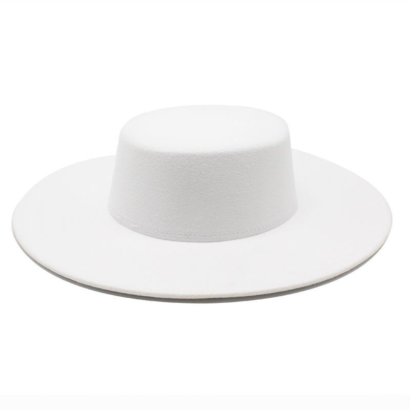 Nuovo cappello autunnale e invernale ispessito da uomo e donna con visiera, cappello a tesa larga in feltro di lana a tesa piatta
