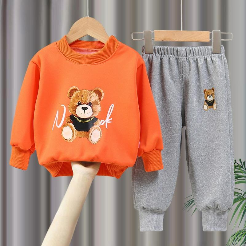 Spring Big Children's Sweater Two-piece Suit for Boys and Girls Spring and Autumn Long-sleeved Trousers Trendy Children's Suit