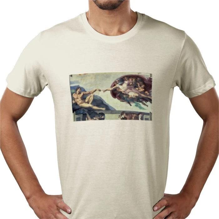 Creation of Adam Michelangelo Buonarroti classic art sistine famous tee t shirt L